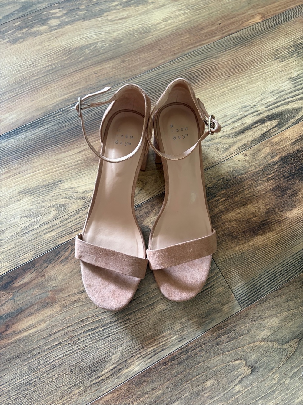 a new day Blush Pink Suede Ankle-Strap Block Heels
